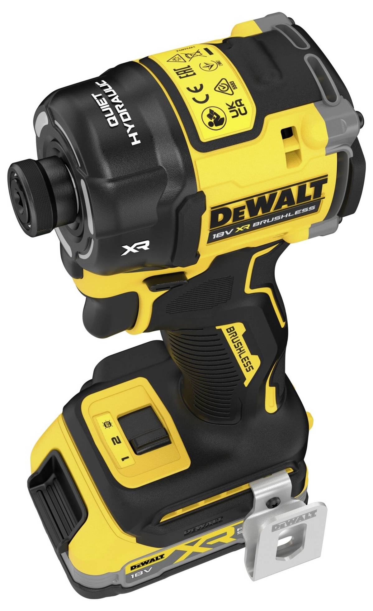 Žlutý akumulátorový šroubovák značky DeWalt s robustním designem a ergonomickým madlem.