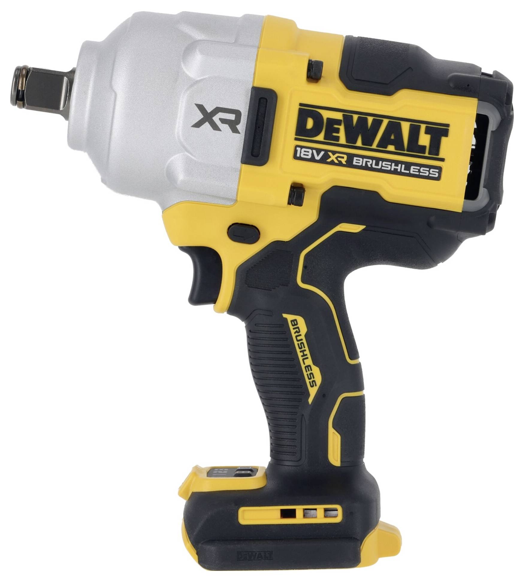Akumulátorový rázový utahovák značky DeWalt, model XR, 18V, v černé a žluté barvě.