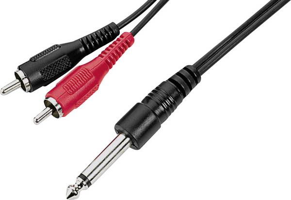 Monacor 0060360  audio kabelový adaptér [2x cinch zástrčka - 1x jack zástrčka 6,3 mm (mono)] 3 m černá