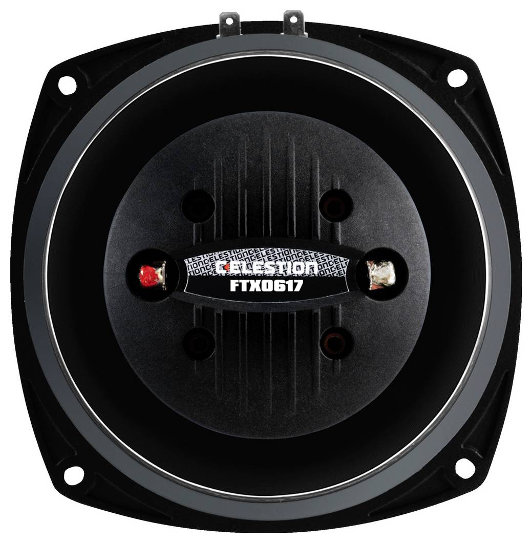 Kulatý reproduktor s nápisem 'Celestion FTX0617'. Reproduktor je černý a má několik montážních šroubů.