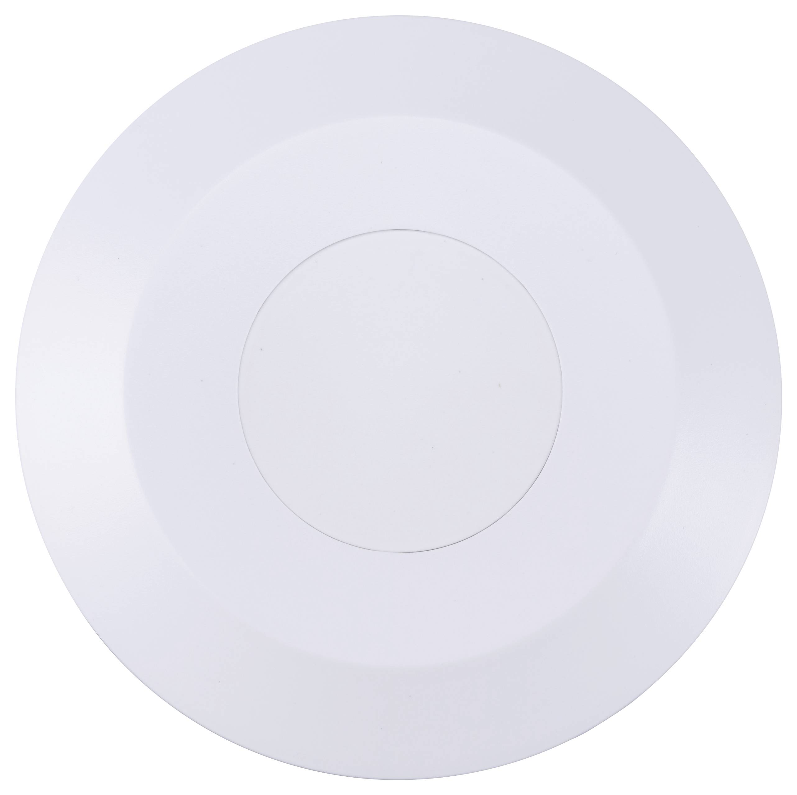 Kulatý, bílý objekt s několika soustřednými kruhy, který připomíná minimalistický design.