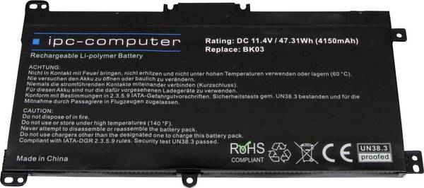 ipc-computer akumulátor do notebooku BK03-H REPLACE 11.4 V 4150 mAh HP