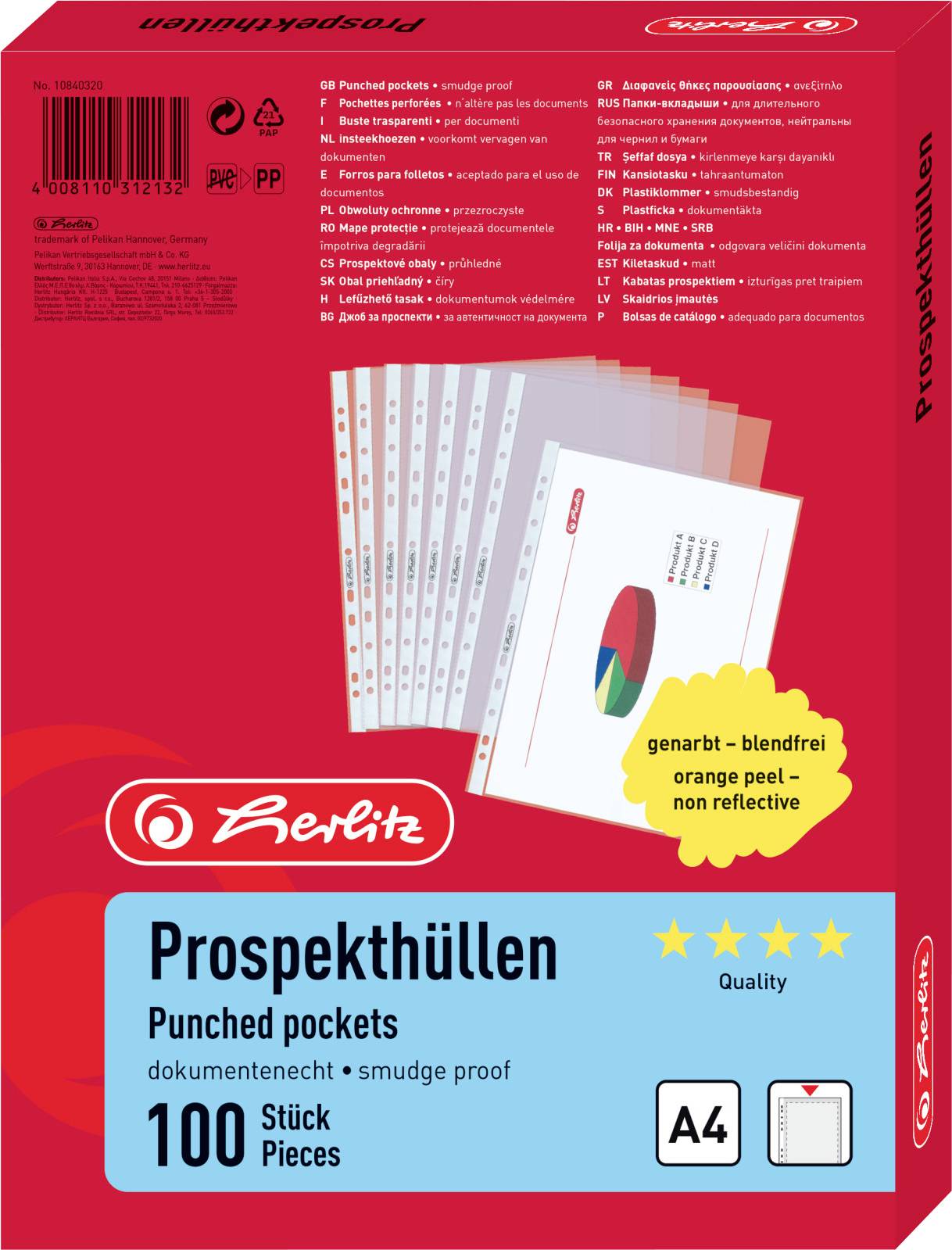 Průhledné obaly na dokumenty, 100 kusů, formát A4, odolné vůči dokumentům, antireflexní. Kvalita tří hvězdiček. Obal zobrazuje obrázek obalu s diagramem.
