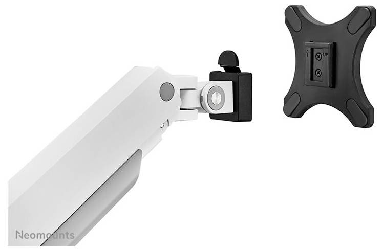 Rameno monitoru s kloubovým mechanismem ukazuje držák pro upevnění displeje. Držák je v moderním designu.