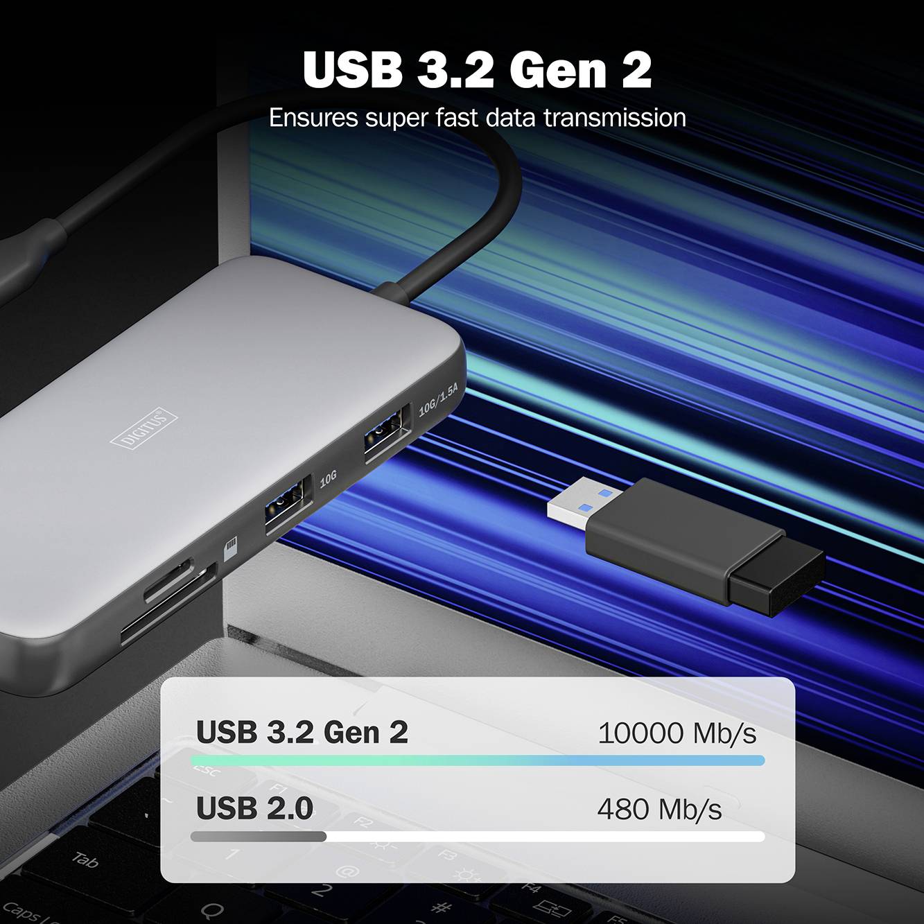 Digitus USB-C® dokovací stanice DA-70914 vč. funkce nabíjení, integrovaná čtečka karet, napájení USB-C®-6