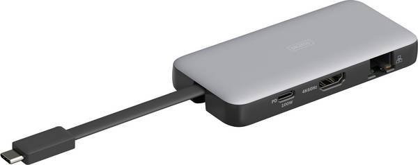 Digitus USB-C® dokovací stanice  DA-70916   vč. funkce nabíjení, integrovaná čtečka karet, napájení USB-C®