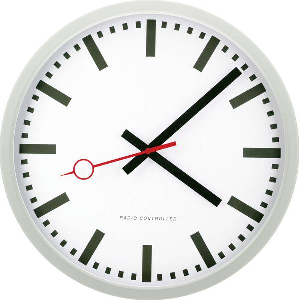 EUROTIME 59530-07 DCF nástěnné hodiny 35 cm , stříbrná, tiché hodiny (bez tikání)