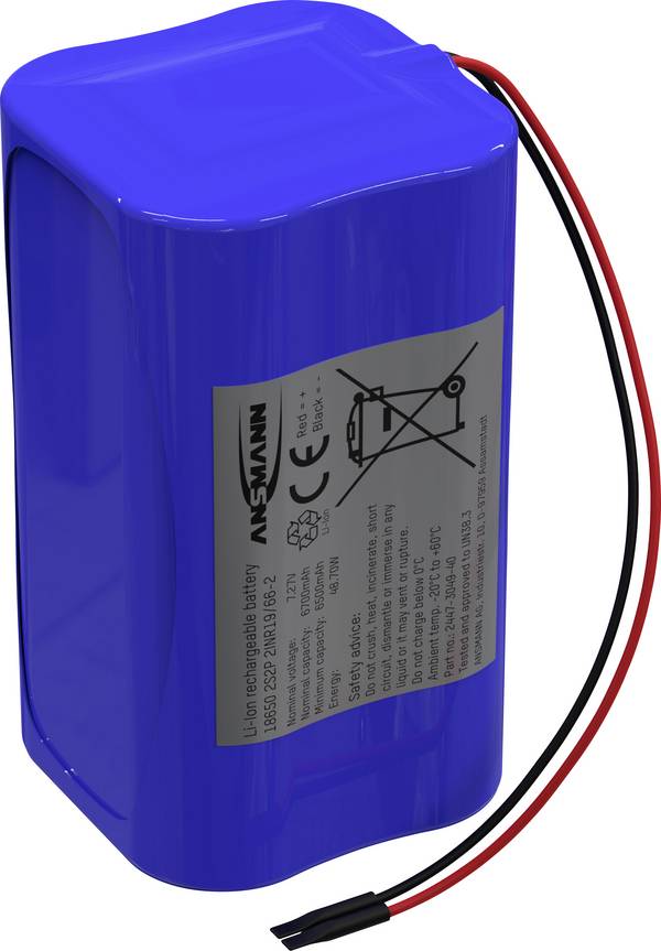 Ansmann 2S2P Akupack 4 x 18650 s kabelem Li-Ion 7.2 V 6700 mAh
