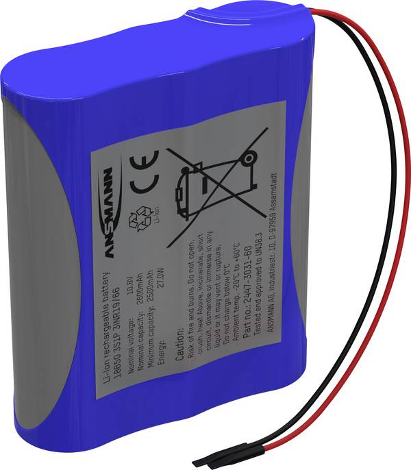 Ansmann 3S1P Akupack 3 x 18650 s kabelem Li-Ion 10.8 V 2600 mAh