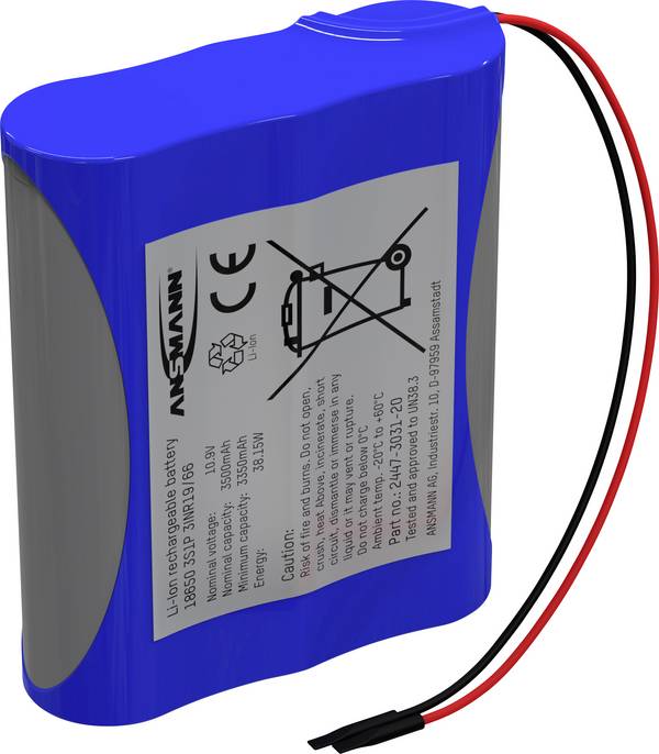 Ansmann 3S1P Akupack 3 x 18650 s kabelem Li-Ion 10.8 V 3500 mAh