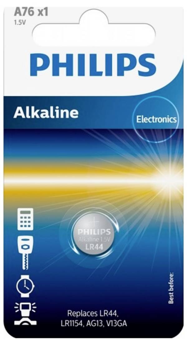 Philips knoflíkový článek LR 44 1.5 V 1 ks  alkalicko-manganová A76