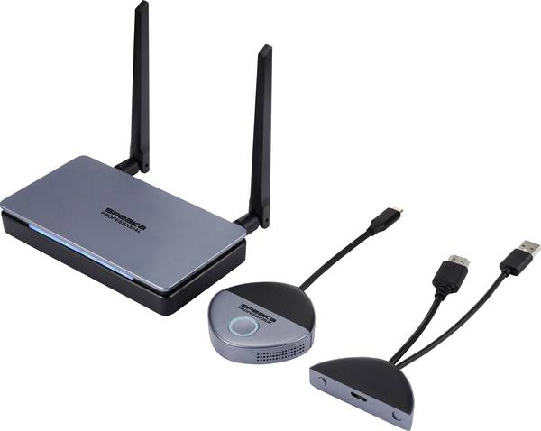 SpeaKa Professional SP-TR-500 Bezdrátový full HD prezentační systém 30 m 5 GHz, 2.4 GHz 1920 x 1080 Pixel Zabezpečený rádiový přenos