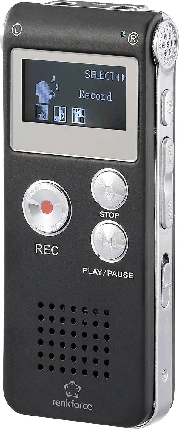 Renkforce RF-DVR-L169 digitální diktafon Maximální čas nahrávání 25 h černá potlačení šumu