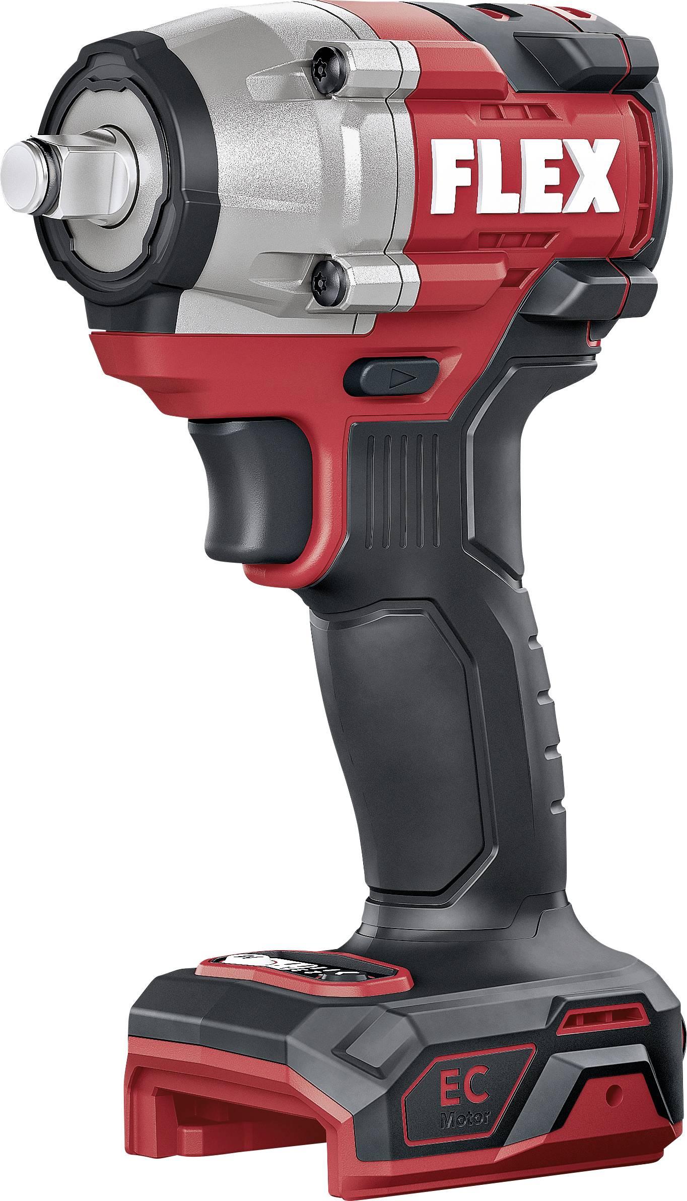 Rázový šroubovák s červeno-černým tělem, značený logem 'FLEX', robustní design, ergonomická rukojeť pro snadné ovládání.