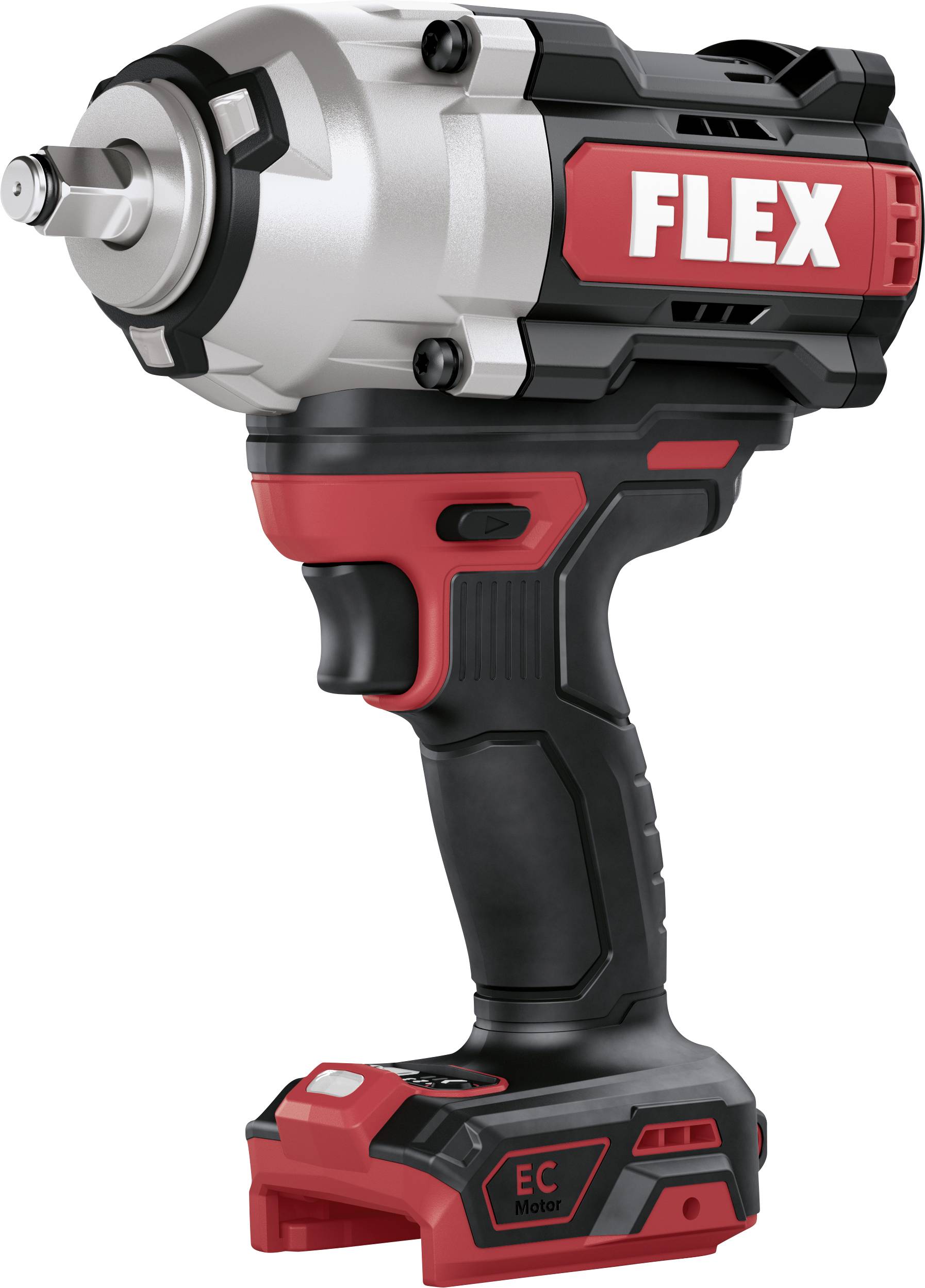 Aku-rázový šroubovák od FLEX s robustním tělem a ergonomickou rukojetí, vhodný pro použití na stavbách nebo v dílnách.