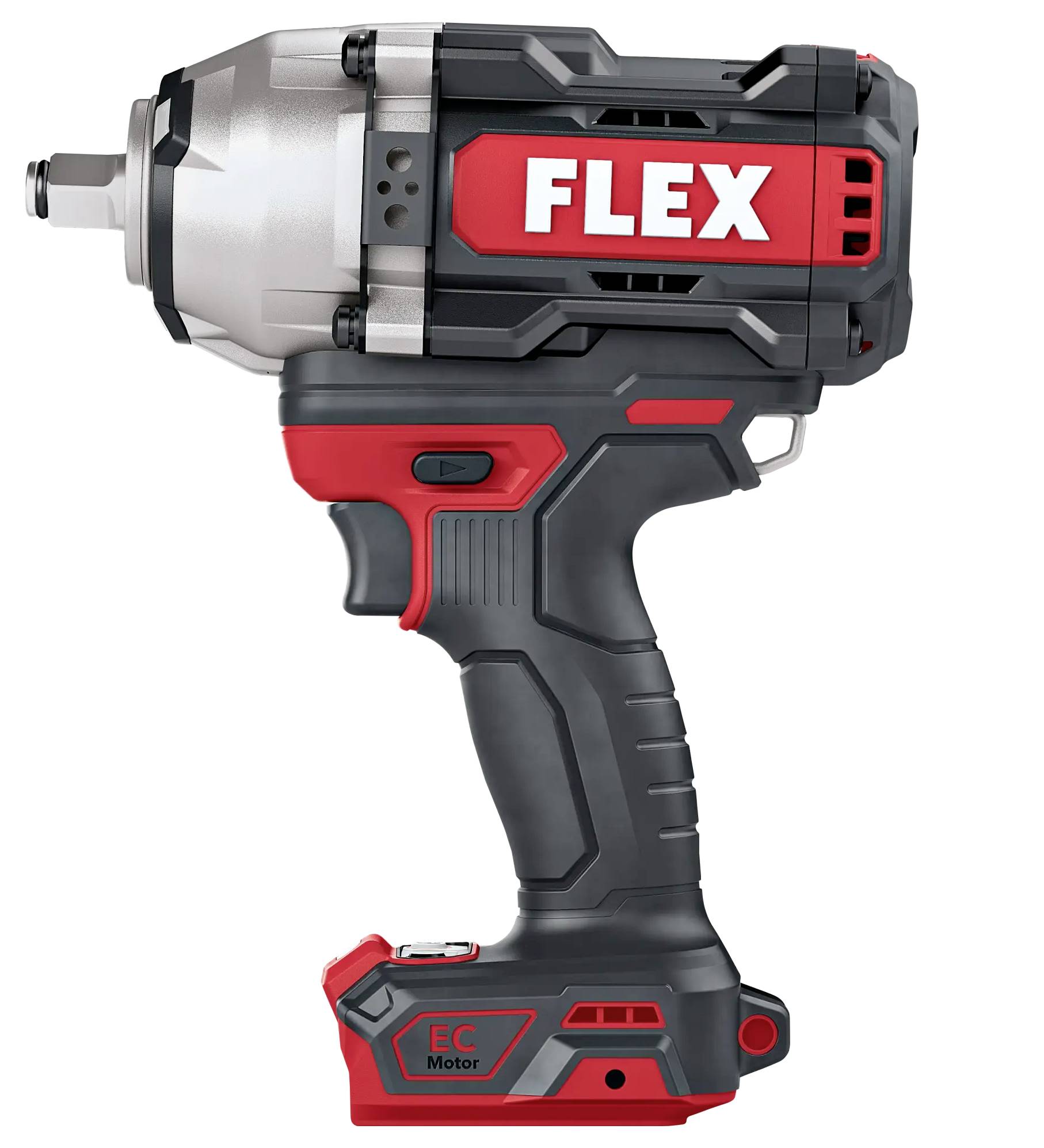 Akumulátorový šroubovák značky 'FLEX' v černém a červeném designu s ergonomickou rukojetí.