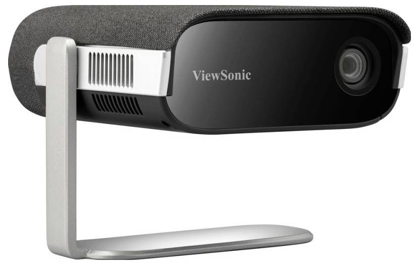 Černá webkamera ViewSonic na stříbrném stojánku.