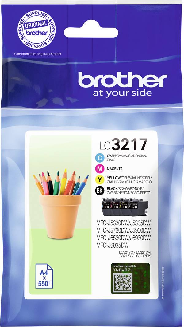 Brother Ink LC3217 originál kombinované balení černá, azurová, purppurová, žlutá LC3217VAL