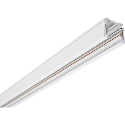 Bílý třífázový kolejnicový systém pro osvětlení s elegantním, moderním designem. Ideální pro flexibilní světelné instalace.