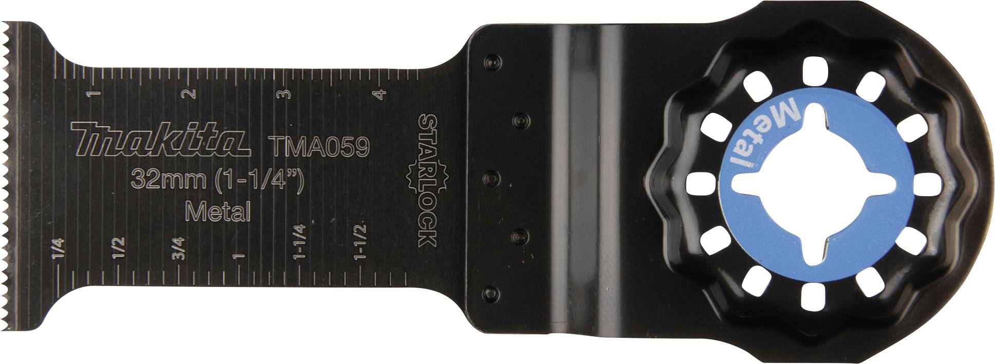 Černý pilový list pro multifunkční přístroj značky Makita, 32 mm,uchycení Starlock, vhodný pro kovy.