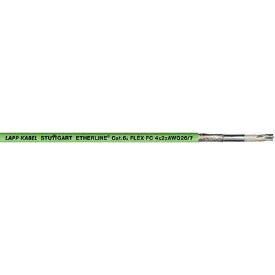 Zelený kabel s nápisem 'LAPP KABEL STUTTGART ETHERLINE® CAT.6A FLEX 4x2xAWG27'.