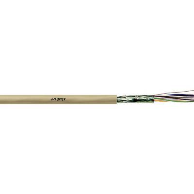 Telegrafní kabel s vnější izolací, pod níž jsou viditelné zkroucené měděné dráty.