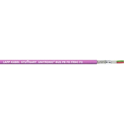 Růžový kabel s nápisem 'LAPP KABEL STUTTGART UNITRONIC BUS PB FD P 1x2x0,64'.
