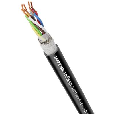 Černý oplášťovaný kabel s odhalenými barevnými vodiči na jednom konci, vhodný pro průmyslové aplikace.