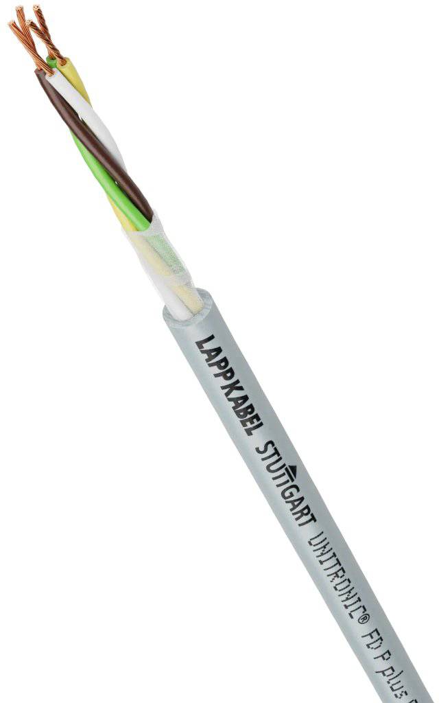 Kabel s otevřenými vodiči v různých barvách, označený štítkem "Lappkabel Stuttgart Unitronic FD P Plus".
