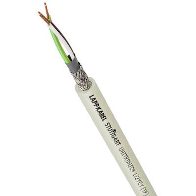 Elektrický kabel s ochranným pláštěm a viditelnými barevnými vodiči, označení: 'Lappkabel Stuttgart UNITRONIC LiYCY 1x2x0.75'.