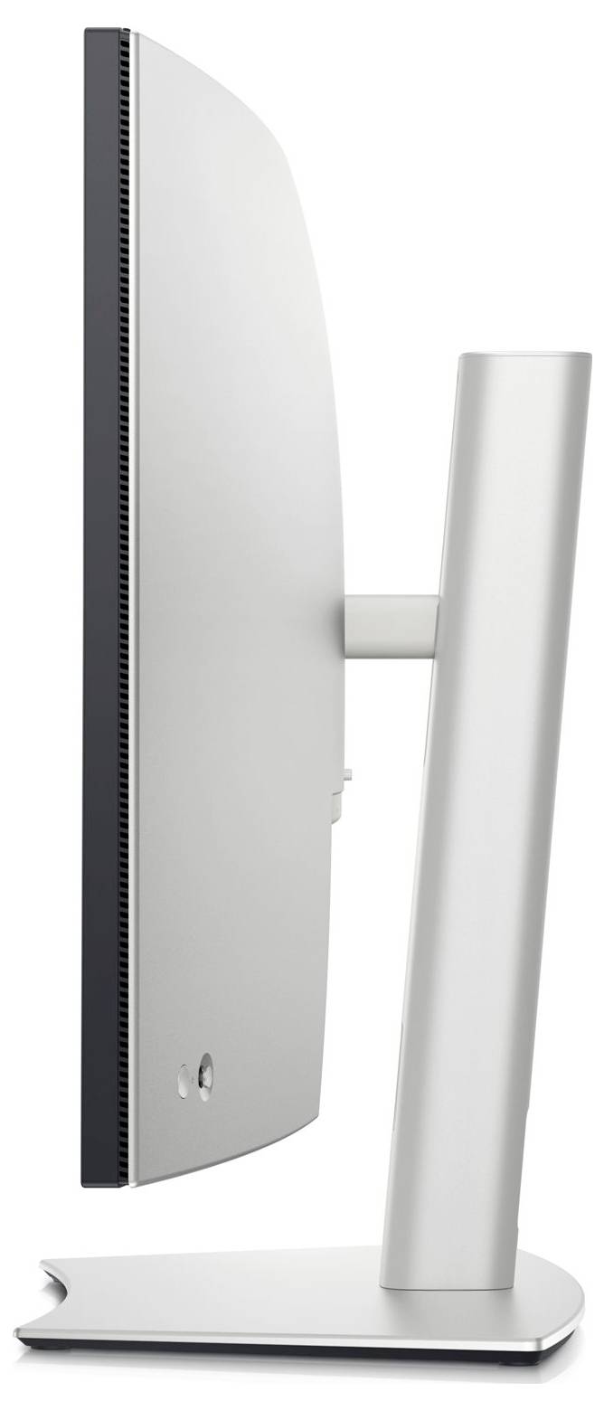Boční pohled na moderní počítačový monitor s úzkým rámečkem a stabilní podstavou. Elegantní, funkční design.