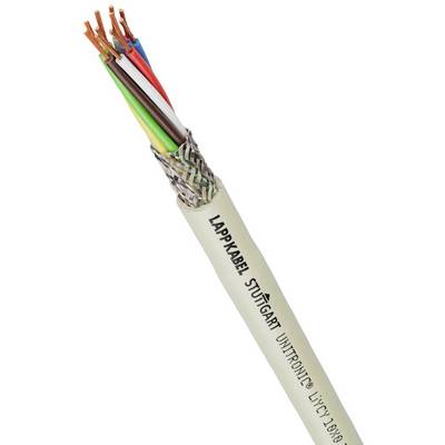Víceožilový kabel s viditelnými barevnými vodiči a pláštěm s nápisem 'LAPPKABEL STUTTGART UNITRONIC'.