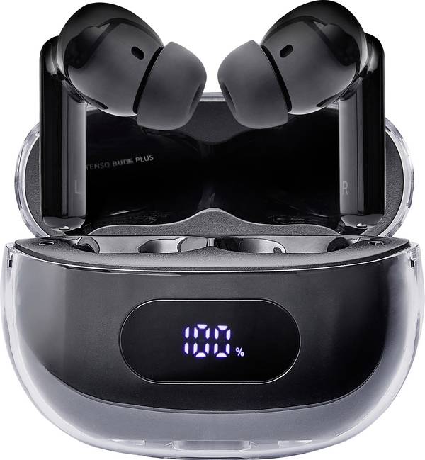Intenso Buds Plus T310AE schwarz  Headset do uší (In Ear) Bluetooth® stereo černá Potlačení hluku Nabíjecí pouzdro, Indikátor nabití, dotykové ovládání mobil