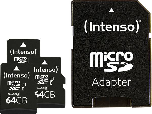Intenso Premium 3er Pack (3 x 64 GB) paměťová karta microSDXC  64 GB Class 10 UHS-I vč. SD adaptéru