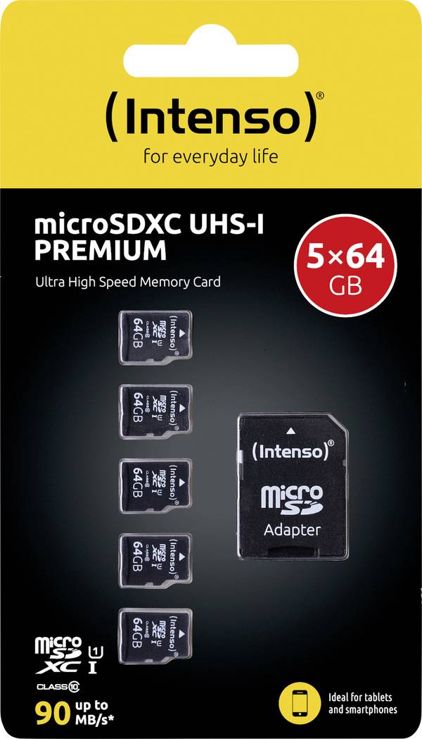 Intenso Premium 5er Pack (5 x 64 GB) paměťová karta microSDXC  64 GB Class 10 UHS-I vč. SD adaptéru