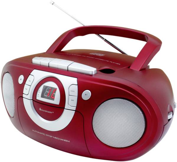 soundmaster SCD5100RO SCD5100RO rádio s CD, FM, CD, AUX, kazeta, FM, tmavě červená