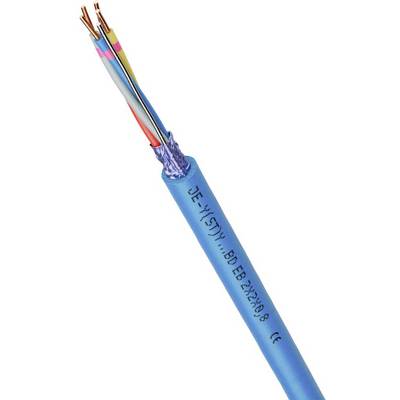 Modrý stíněný kabel s několika barevnými vodiči, označený jako 'JE-Y(ST)Y'. Vhodný pro telekomunikační aplikace.