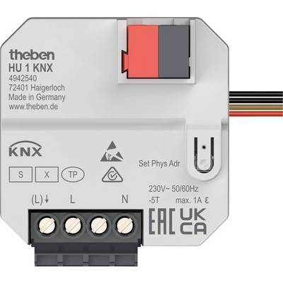 Zařízení KNX od společnosti Theben, model HU 1 KNX, pro domácí automatizaci. Napětí: 230V, max. 1A. Vyrobeno v Německu.