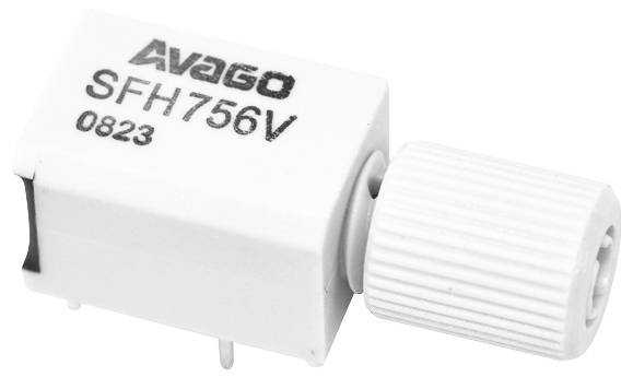 'Avago SFH756V 0823' díl, obdélníkový tvar, bílá barva, s válcovým konektorem vpravo. Elektronický modul.