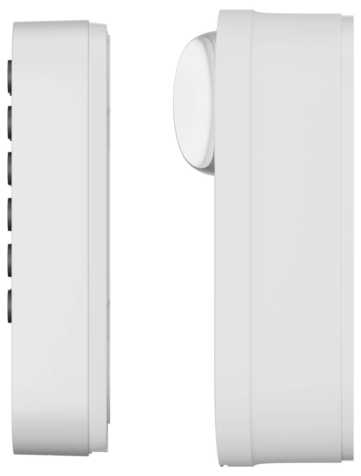 Elektronický zámek z bočního pohledu, který vlevo zobrazuje klávesnici a vpravo uzamykací mechanismus.