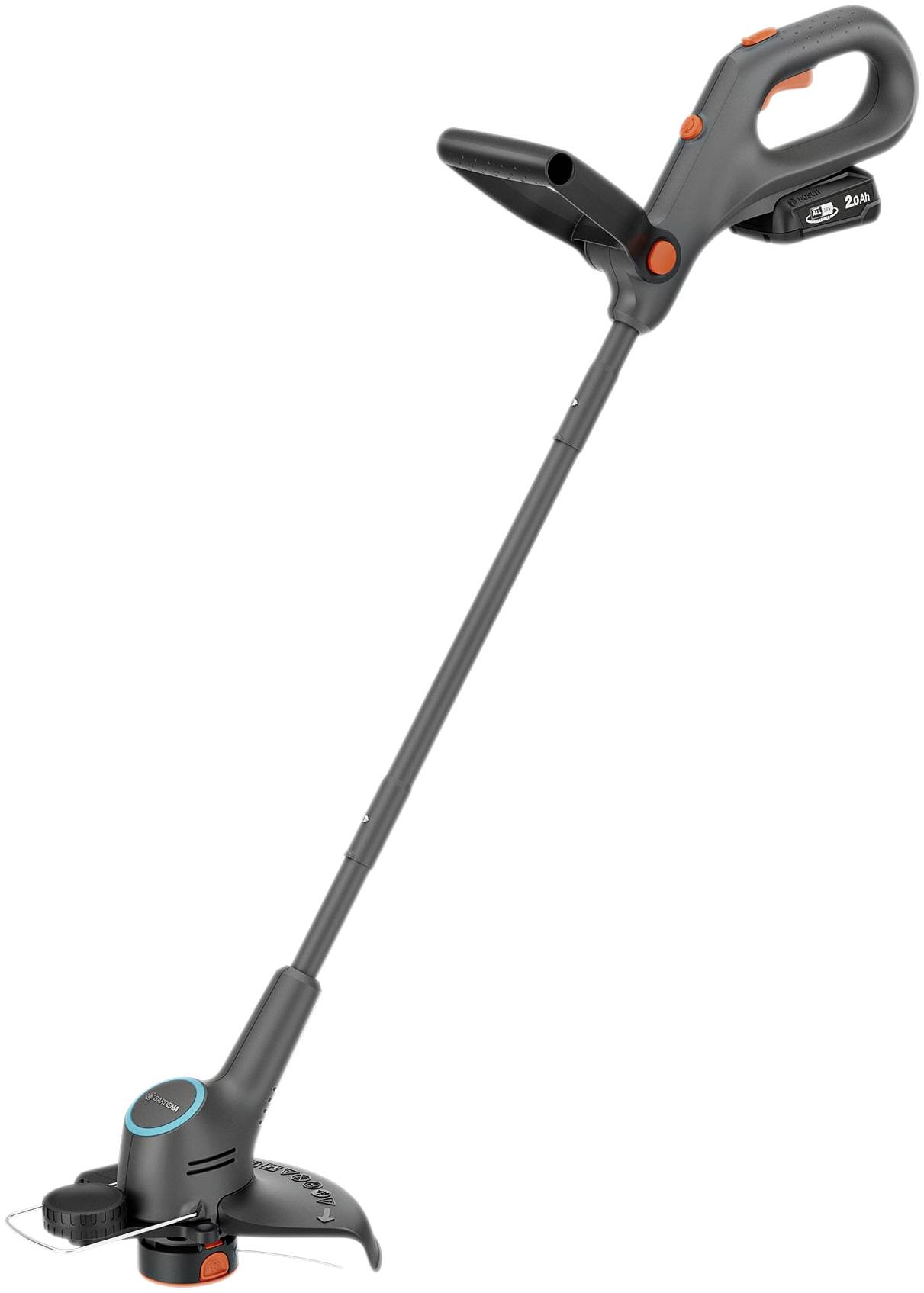 Elektrický vyžínač s ergonomickou rukojetí a dlouhou tyčí, ideální pro zastřihávání travních okrajů v zahradách.
