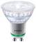 LED žárovka Philips s paticí GU10. Povrch je fazetový a pestře se třpytí.