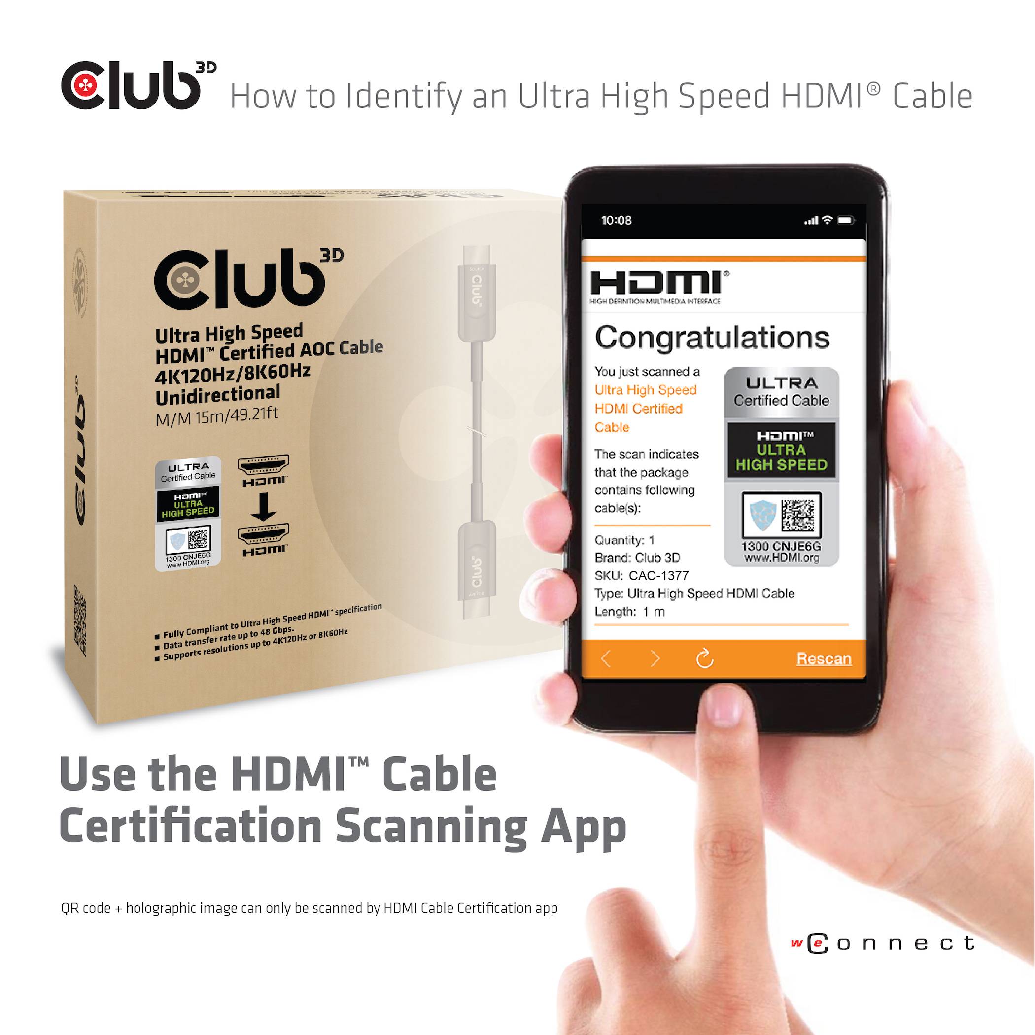 club3D HDMI kabel USB-C ® zástrčka 15 m černá CAC-1377 AOC (aktivní optický kabel) HDMI kabel-6