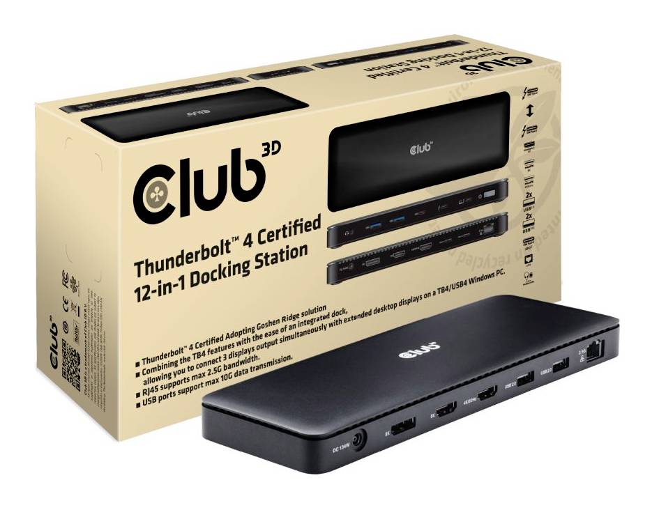 club3D Dokovací stanice pro notebook Thunderbolt™ 4 CSV-1582-3