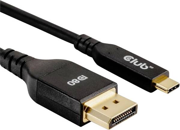 club3D Kabel pro displeje USB-C®  DisplayPort 2.1 USB-C ® zástrčka 1.00 m černá zablokovatelný  CAC-1559