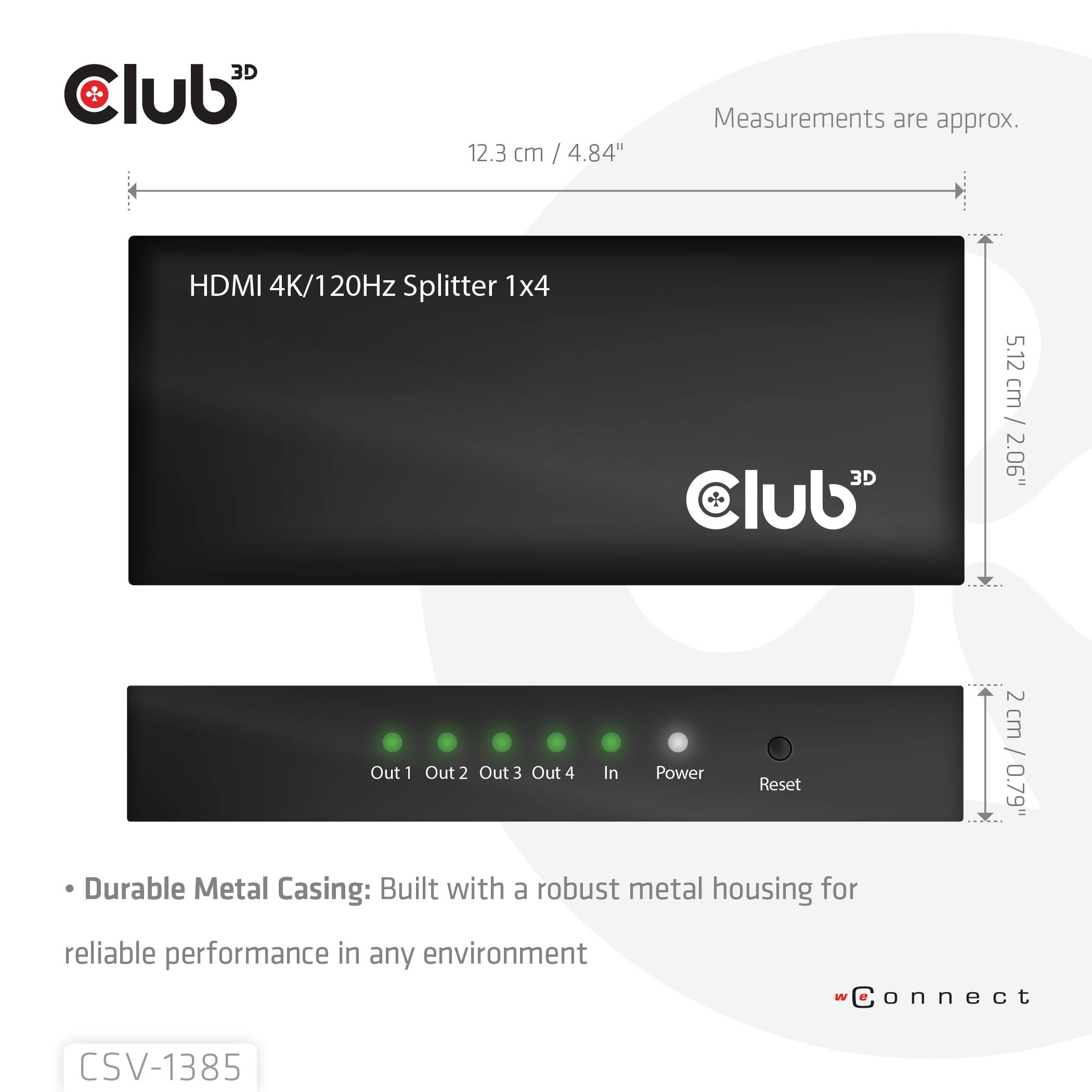 club3D CSV-1385 HDMI adaptér [1x HDMI zásuvka - 4x HDMI zásuvka] černá-2