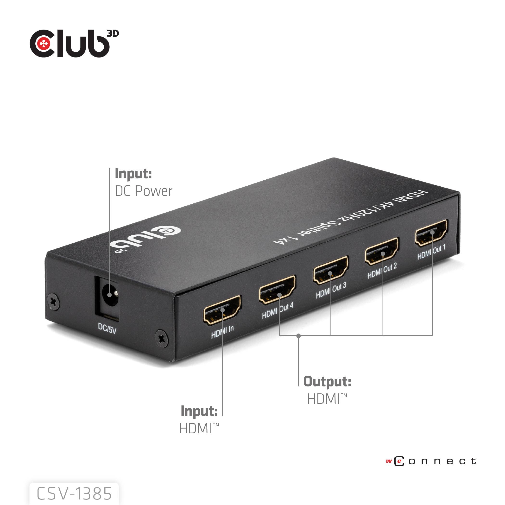 club3D CSV-1385 HDMI adaptér [1x HDMI zásuvka - 4x HDMI zásuvka] černá-3