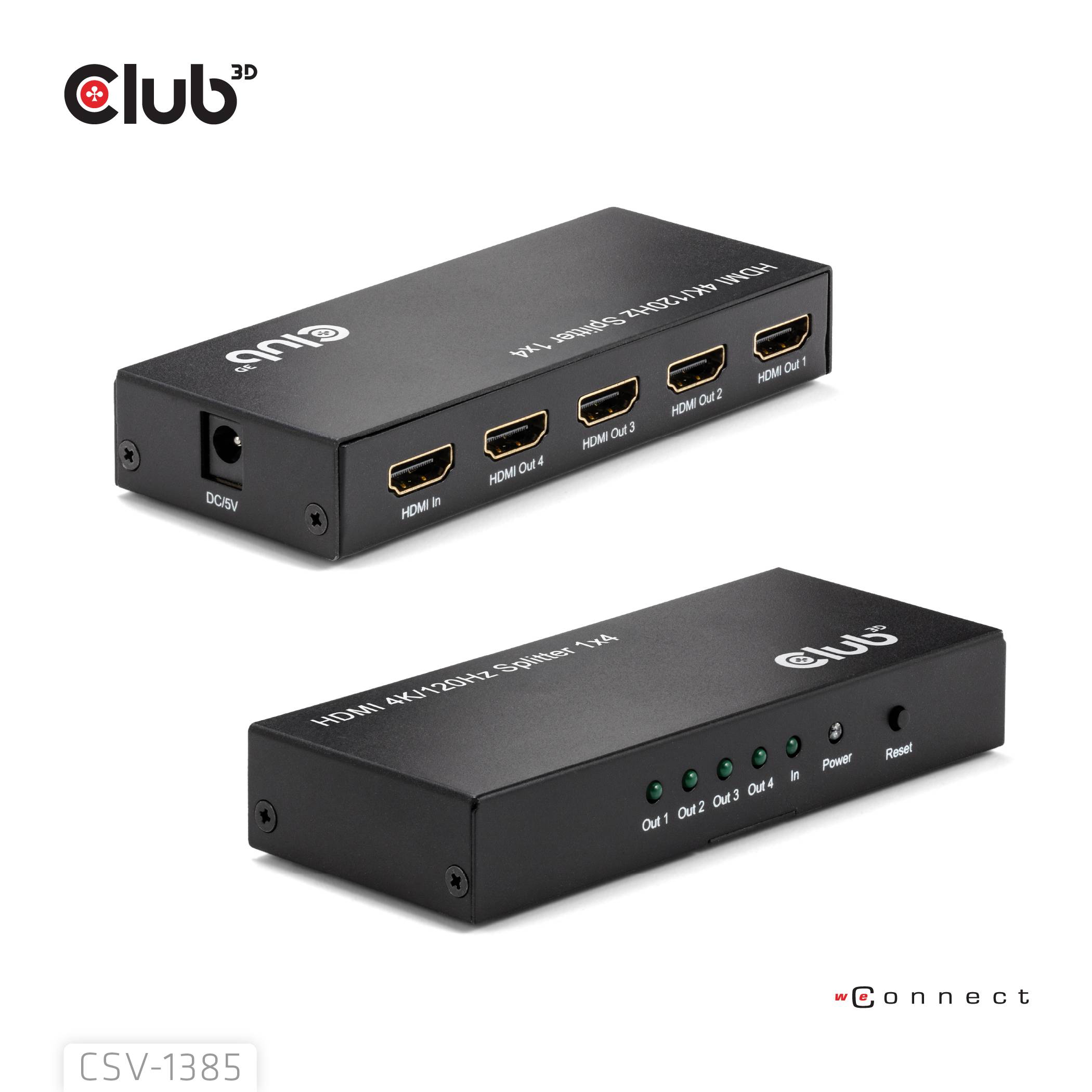 club3D CSV-1385 HDMI adaptér [1x HDMI zásuvka - 4x HDMI zásuvka] černá-6
