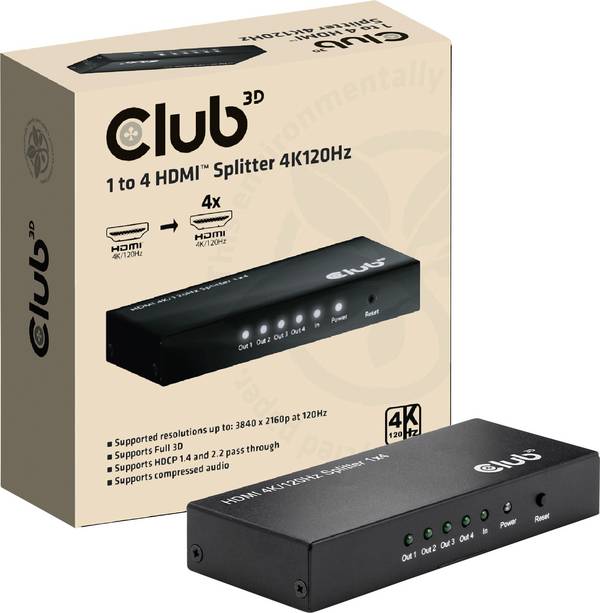 club3D CSV-1385 HDMI adaptér [1x HDMI zásuvka - 4x HDMI zásuvka] černá