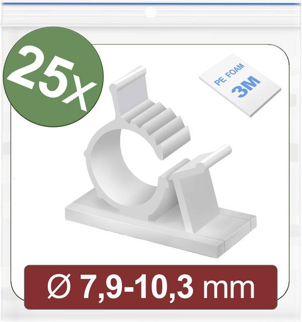 Quadrios 24CA445 úchytka samolepicí 24CA445 Průměr kabelového svazku (rozsah) 7.9 do 10.3 mm bílá 25 ks